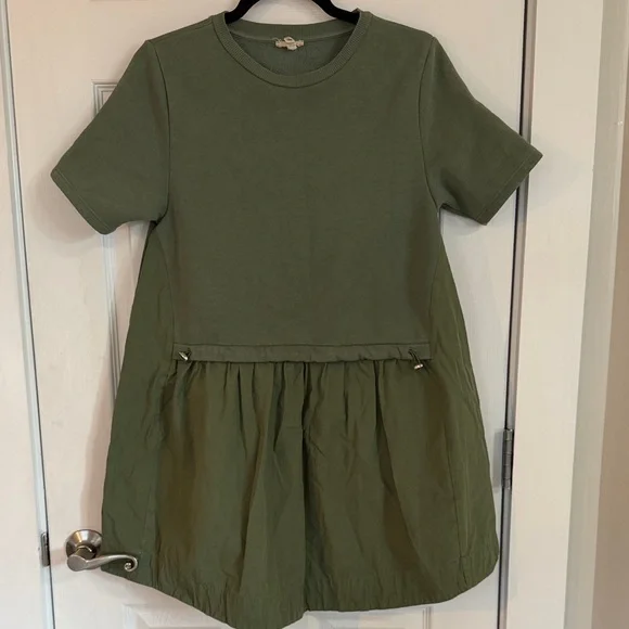 Pilcro Olive Green Short-Sleeve Drawstring Mini Dress - Picture 3 of 4